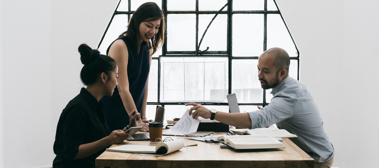 People working at a table