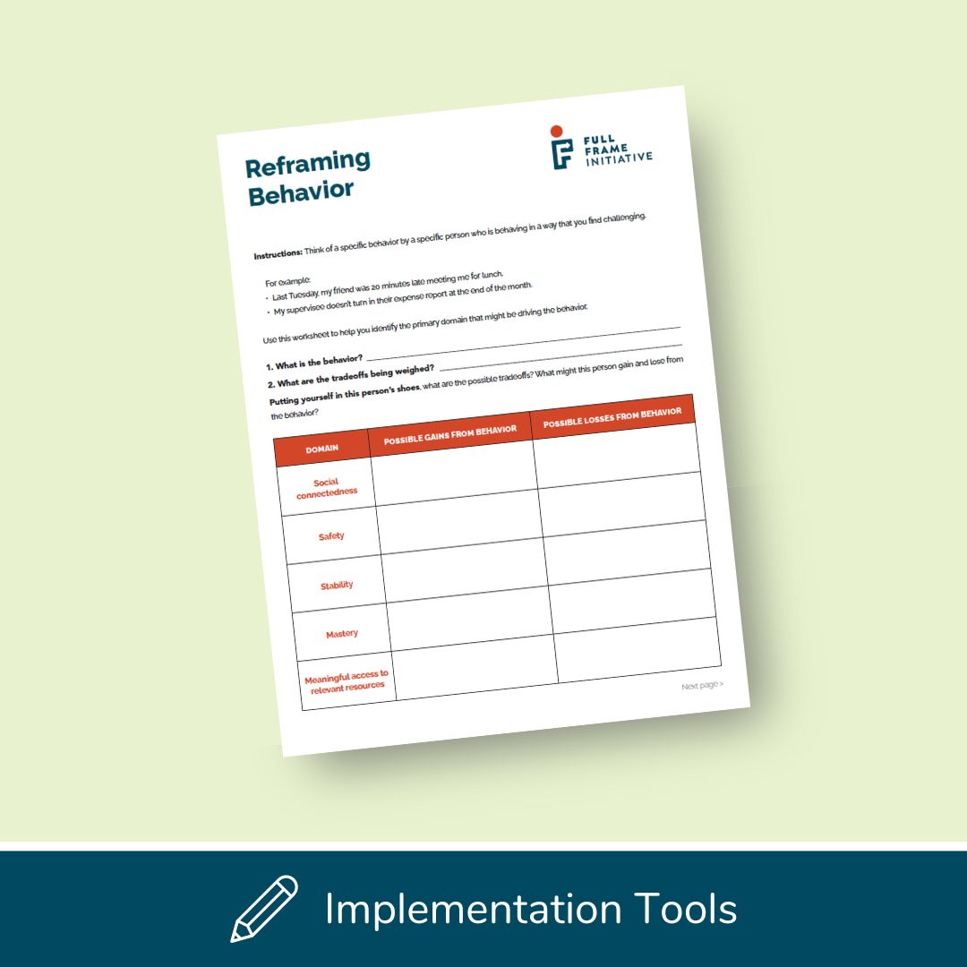 Reframing Behavior Worksheet